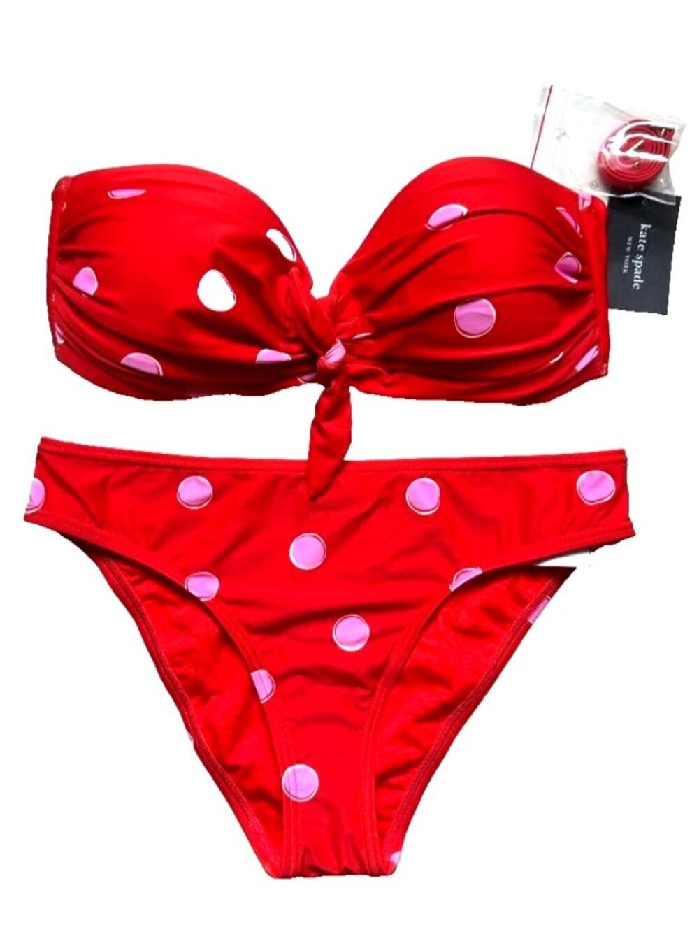 NWT Kate Spade Women's Polka Dot Bikini Top & High Cut Bottom Set